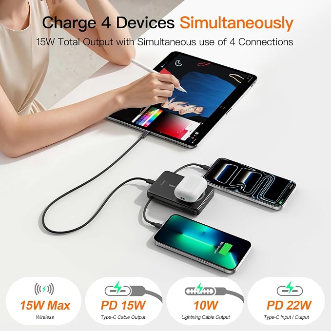 No More Forget Cables! 10000mAh Ultra Slim Magnetic Power Bank, Built-in USB-C & iPhone Cable, 20W Portable Charger with Foldable Stand, for iPhone 17/16/15/14/13/12 Series - Image 3