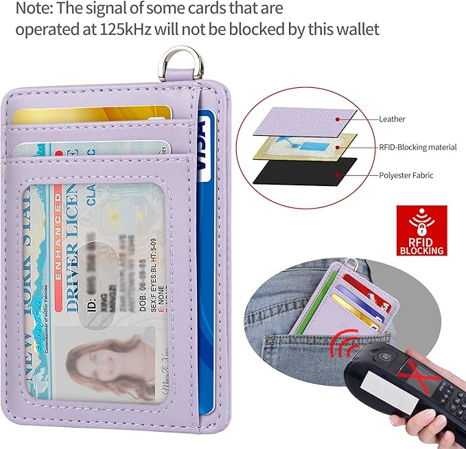 Slim Minimalist Front Pocket Wallet, RFID Blocking Credit Card Holder Wallet with Detachable D-Shackle for Men Women - Image 5