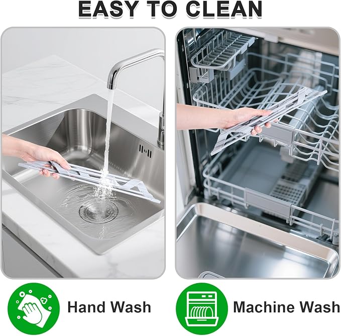 HANZENMA Triangular Sink Rack, Multi-Functional Rack Above the countertop, Foldable Sink Drying mat, Heat-Resistant, Non-Slip, and Rust-Proof Dish Rack (Gray) - Image 6