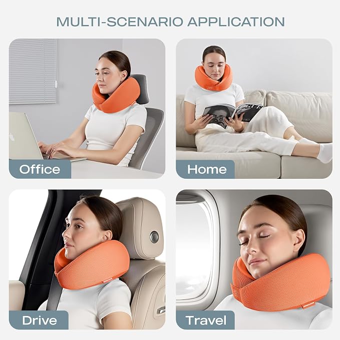 Skechers Women's Memory Foam Neck Pillow, Comfortable & Breathable Travel Pillow, Neck Pillow Airplane for Travel, Car Rides, Home, and Office Use, Ergonomic Design for Men and Women,Orange - Image 6