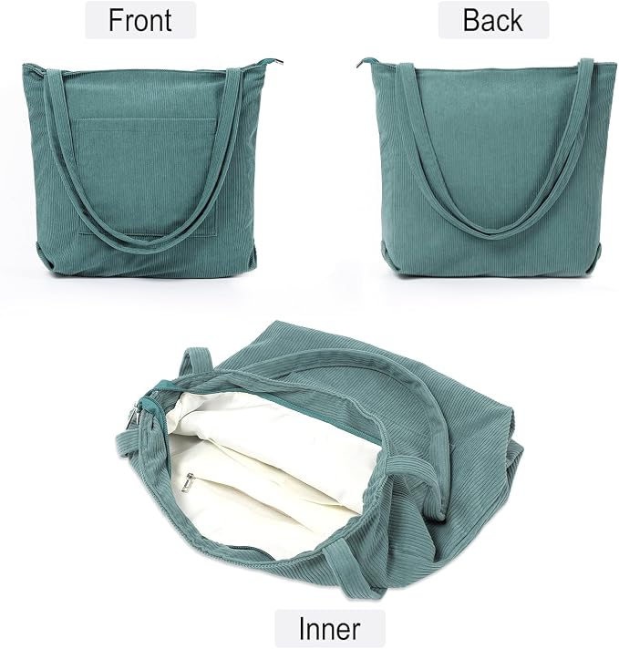 WantGor Women Corduroy Tote Bag, Large Shoulder Hobo Bags Casual Handbags | Big Capacity Shopping Work Bag - Image 2