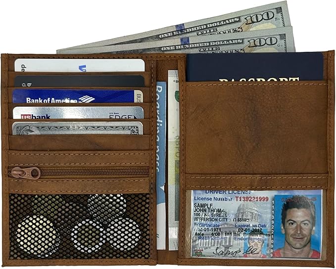 Antique Saddle RFID Genuine Leather Passport Wallet - Image 3