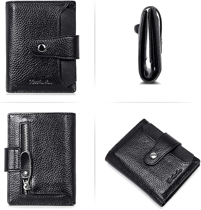 BOSTANTEN Leather Womens Wallet Small RFID Blocking Credit Card Holder | Removable ID Window, Zipper Coin Pocket, Bifold, Minimalist, Fits Small Purses, Daily Use, Ladies Gifts, Black - Image 3