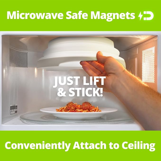 HOVER COVER Magnetic Microwave Splatter Cover - 12-Inch Collapsible - White | High Power, Stronger Magnetic Grip, BPA-Free Lid, Vented Plate Guard with Steam Vents, Dishwasher Safe, Space-Saving Storage - Image 4
