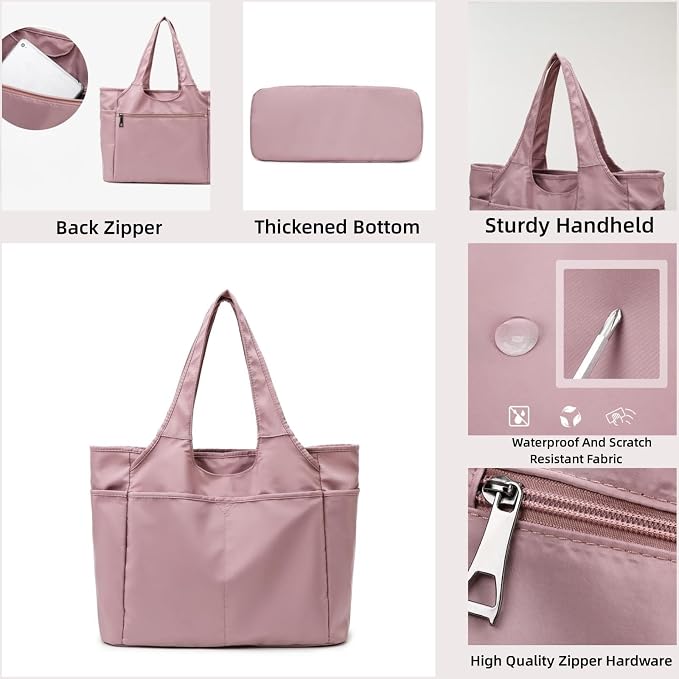 SOYMWIN Tote Bag for Women,Large Tote Bag with Compartments and Multiple Pockets,Quilted Shoulder Bag for Travel Work Sports | Large - Image 5
