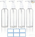 DTDNZKN 4 Pack 3.4 Oz (100ml) TSA Approved Travel Pump Bottles | Refillable Plastic Lotion Dispenser Leakproof Pump Bottle for Toiletries Clear Travel Size Bottles with Labels by DTDNZKN