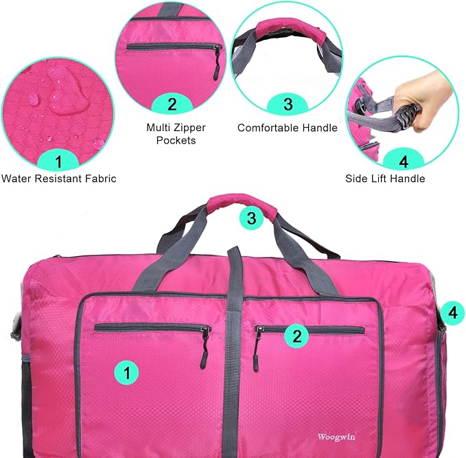 Woogwin Travel Duffel Bag Large Foldable Waterproof Overnight Bag for Beach Swim Bags Pool Sports Gym - Image 3