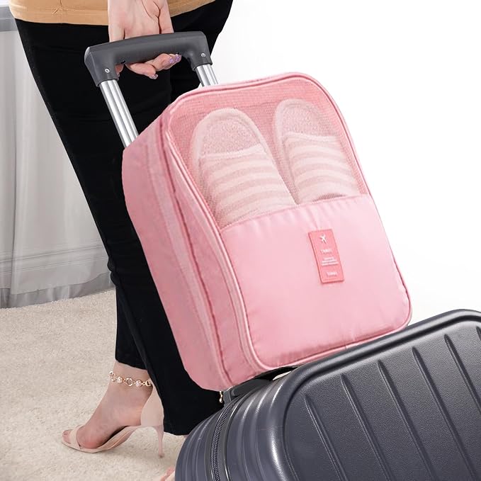 Shoe Bag for Travel, Travel Shoe Bag for Packing, Hold 3 Pairs of Shoes, Travel Essentials for Flying Shoe Organizer Shoe Storage Bag for Travel Pink - Image 2