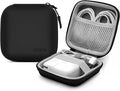 4.4"x4.4" Travel Charger Organizer Storage Pouch, Black PU | Portable travel pouch, holds MacBook power adapter, cables, USB drives, earphones and small electronics by HOMEGYMFREE
