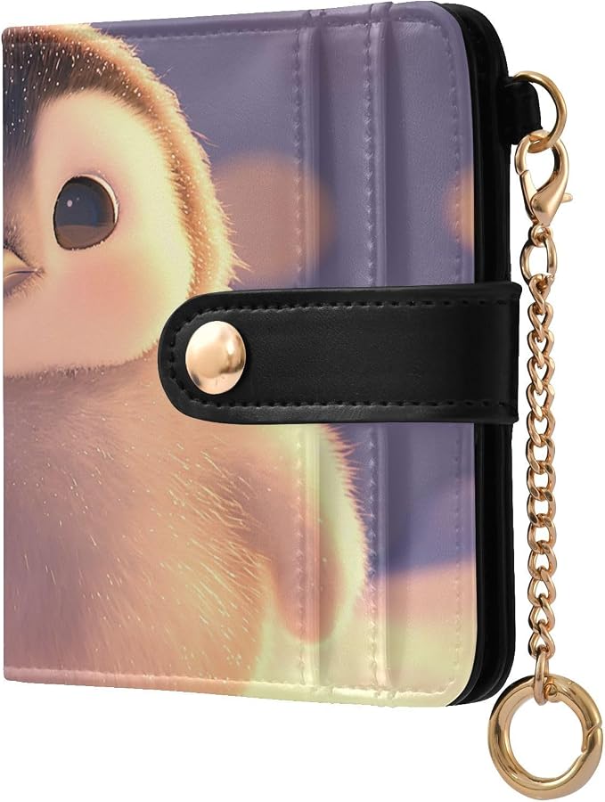 3d Fat Little Penguin Women's Wallets RFID Blocking,Credit Card Holder Bifold Wallet,Slim Card Cases,PU Leather Travel Wallet for men Girls by visesunny
