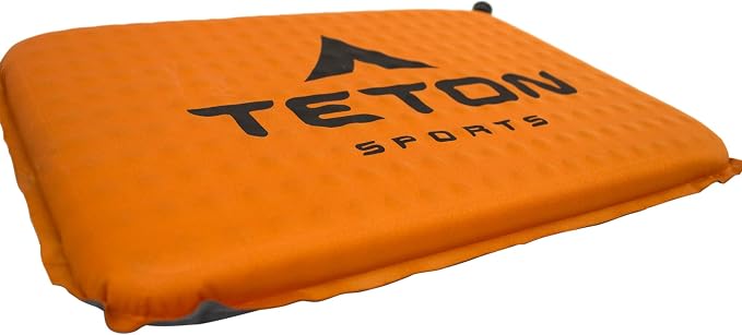 Teton Camping Seat Cushion; Stadium Seat; Office Chair; Car Pad; Inflatable, Orange - Image 2