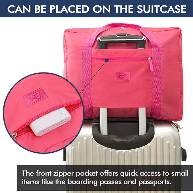 Travel Duffel Bag 2 PCS Carry on Luggage Bag Foldable Travel Tote Bag Waterproof Sports Gym Bag Lightweight Large Weekender Overnight Bag for Women and Men (Blue+Red) - Image 5