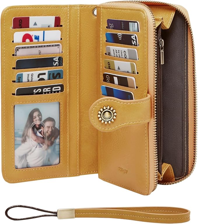 TFKGS Wallet for Women RFID Blocking Leather Large Capacity Card Holder Ladies Phone Clutch Travel Long Purse Wristlet | RFID Blocking - Image 8