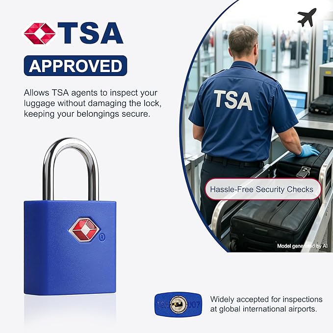 TSA Approved Locks for Luggage 4 Pack, TSA Locks for Luggage Travel Accessories, Small Padlock with Key, Weatherproof Outdoor Use Keyed Mini Padlock for Suitcase, Backpack, Bag, Zipper - Image 5