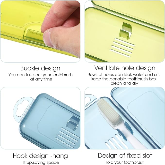 2 Pack Toothbrush Case for Traveling, Portable Toothbrush Travel Case with Breathable Holes Compact Toothbrush Holder for Travel Vacation Camping Gym Business Trips Office Cruise - Image 3