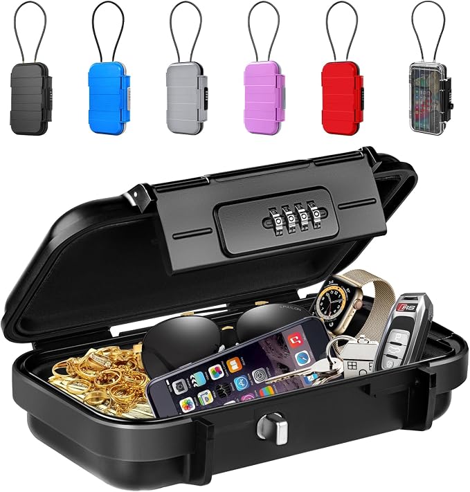BKNOOU Portable Travel Safe with Removable Chain, Anti-Theft Beach Safe Box, Waterproof Combination Lock Box for Travel, Dorm, Beach, Hotel, Car, Home, Office by BKNOOU
