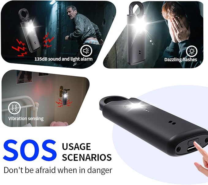 Personal Safety Alarm with Loud Alarm, Strobe Light, and Keyring an Emergency Safety Suitable for Women, Men, Children, and Seniors - Image 2