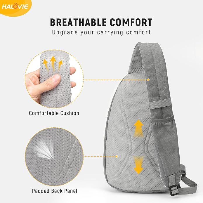 HALOVIE Anti Theft Crossbody Sling Bag RFID Travel Sling Backpack Lightweight Hiking Shoulder Chest Bag for Walking Work - Image 4