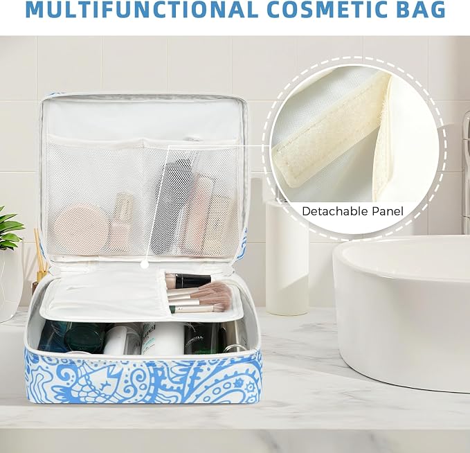 BAGAIL 8 Set Packing Cubes Luggage Packing Organizers for Travel Accessories-Blue paisley - Image 8