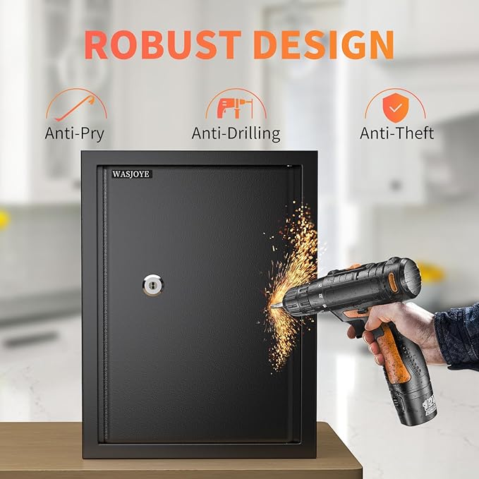 2.2 Cu Ft Medium Safe with Key, Lock Box for Money Cash Jewelry | Safe Box Coffre Fort, Steel High Security Safety Box for Home/Office/Hotel - Image 5
