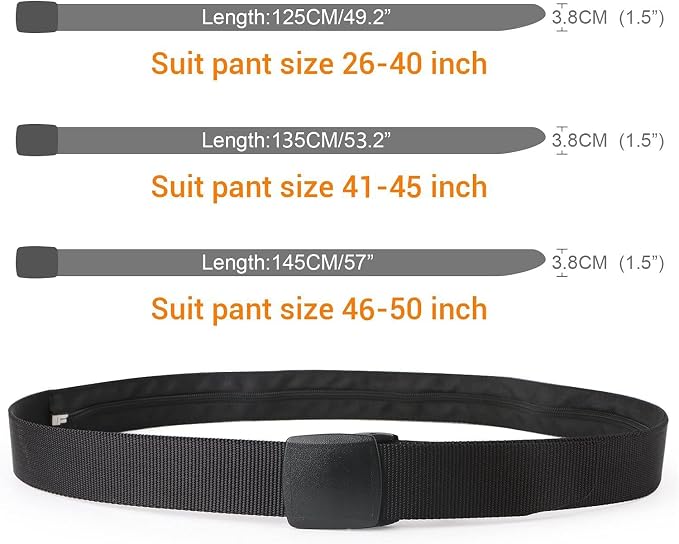 Travel Security Money Belt with Hidden Money Pocket - Cashsafe Anti-Theft Wallet Unisex Nickel free Nylon Belt by JASGOOD - Image 4