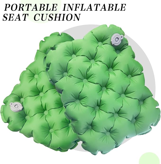 Inflatable seat Cushion-Travel Cushion Lnflatable Portable Air Sitting Pad for Stadium Camping OfficeCan also be used for lumbar and back support Lightweight Waterproof Camp Chair Accessories (Green) - Image 7