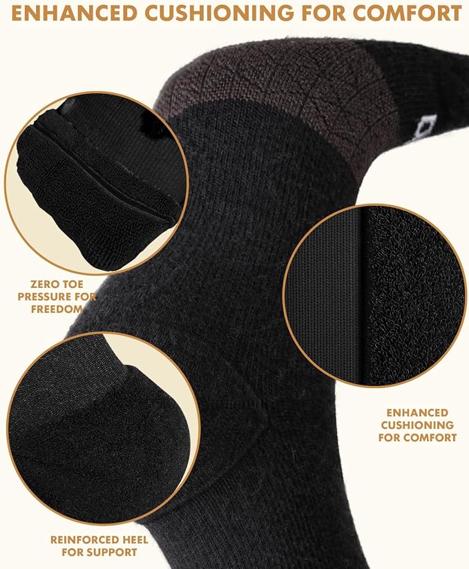 Thick Soft Cotton Compression Socks | 2 Pairs 15-20mmHg Cushioned Soft Breathable Comfortable Knee High Compression Socks for Women Men, Pregnancy Travel Nurse - Image 4