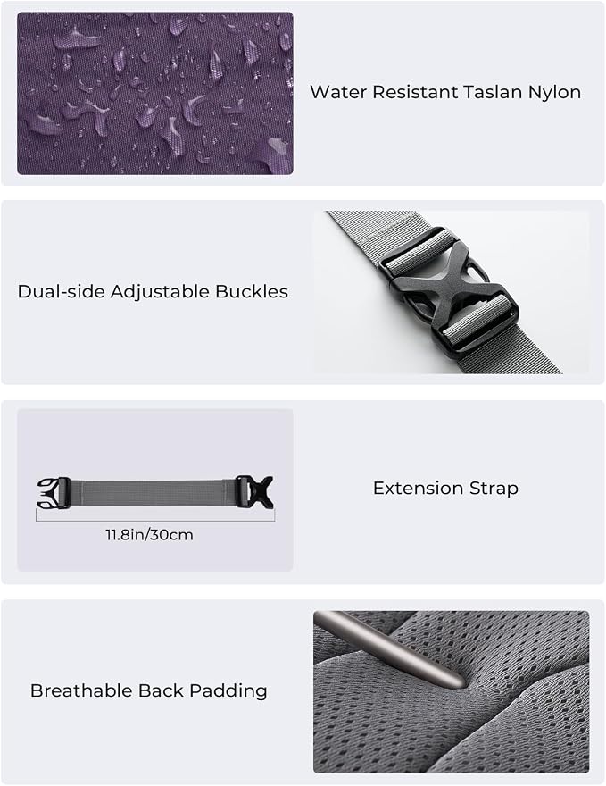 2.5L Fanny Pack for Women Men, RFID Blocking Crossbody Belt Bag, Purple | Lightweight Water-Resistant Fabric, Adjustable Belt, Breathable Back Padding, Waist Bag for Running Hiking Dog Walking - Image 4
