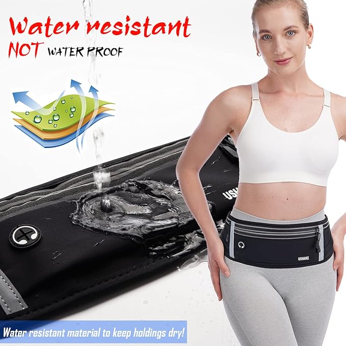 USHAKE Slim Running Belt, Workout Fanny Pack for Men Women,Exercise Waist Pack for Apple iPhone Holder, Runner Belt for Running Walking Cycling Camping Gym - Image 3