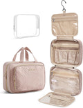 BAGSMART Toiletry Bag Hanging Travel Makeup Organizer with TSA Approved Transparent Cosmetic Bag Makeup Bag for Full Sized Toiletries, Large-Pink by BAGSMART