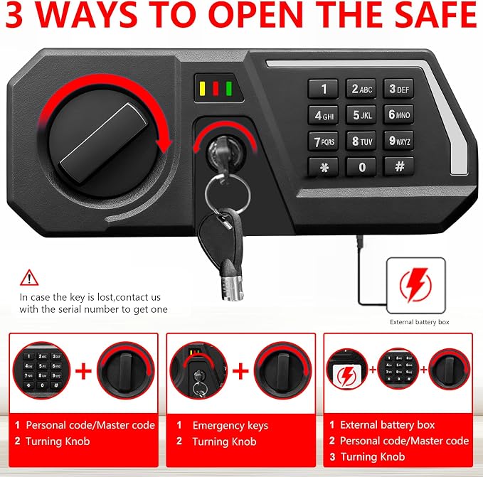 1.3 Cub Small Safes for Home Use Fire and Water Proof, Digital Security Fireproof Safe Box with Combination Lock, Smart Alarm System and Removable Shelf, Fire Safe for Home Documents Valuables - Image 4