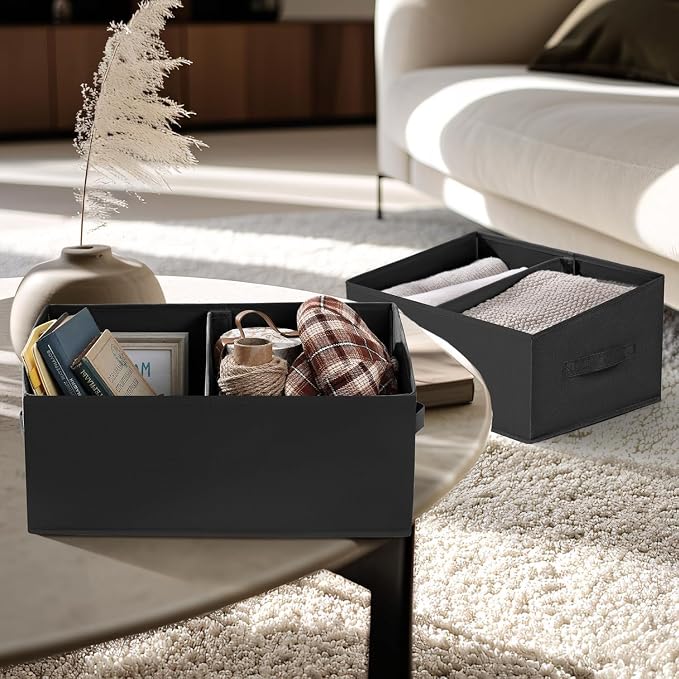 DIMJ Closet Storage Bins, 6 Pack Storage Baskets for Shelves, Foldable Closet Organizer with Handle, Linen Closet Organizers and Storage for Clothes, Toys, Towel, Books (Black) - Image 6