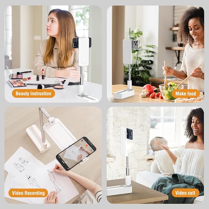 4smarts Phone Tripod Recording with LED Light, 360° Rotatable, Portable & Extendable Stand for 3.5-6.9” Smartphones, Wireless Rechargeable, Ideal for Beauty Content & Live Streaming - Image 7