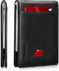 RUNBOX Slim Money Clip Wallets for Men RFID Blocking 11 Card Holder Minimalist Small Thin Carbon Leather Bifold Mens Front Pocket Wallet Gift Box by RUNBOX