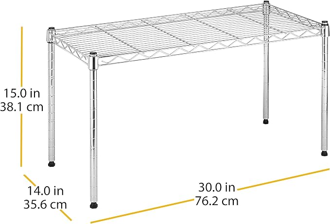 Whitmor 1 Tier Shelving Units, Wire Rack Storage Organizer, 30" L x 14" W x 15" H, Chrome - Image 3