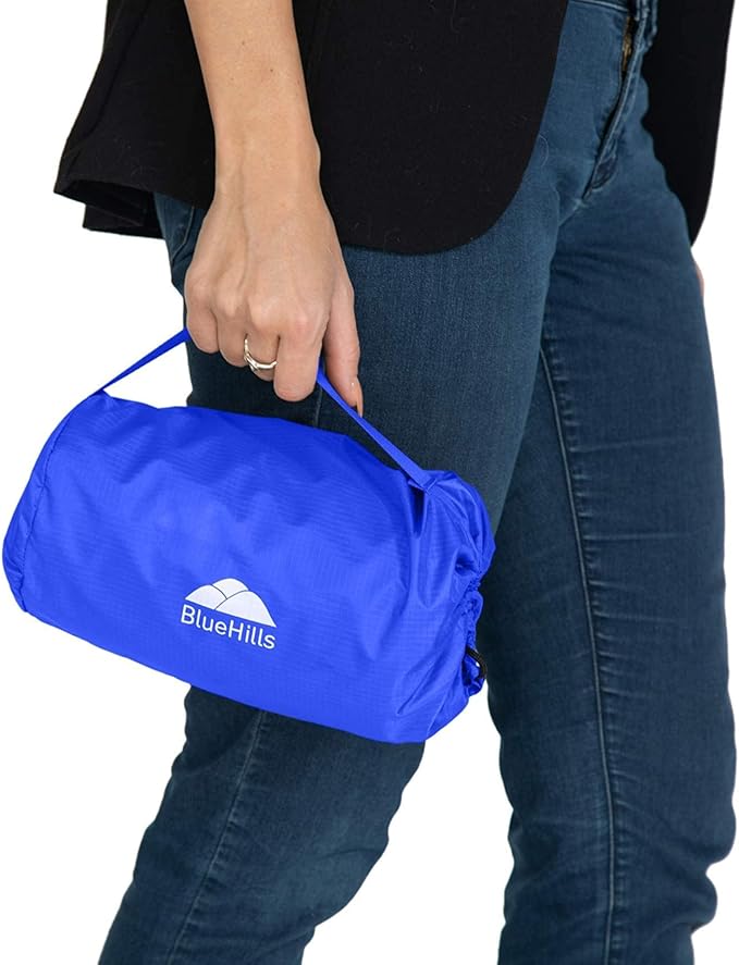 BlueHills Ultra Compact Travel Blanket Pillow Soft Airplane - Royal Blue | Premium Travel Blanket, 70 X 56 Large Size, Luggage Strap & Backpack Clip, Matching Case, Compact & Lightweight Long Flights - Image 9