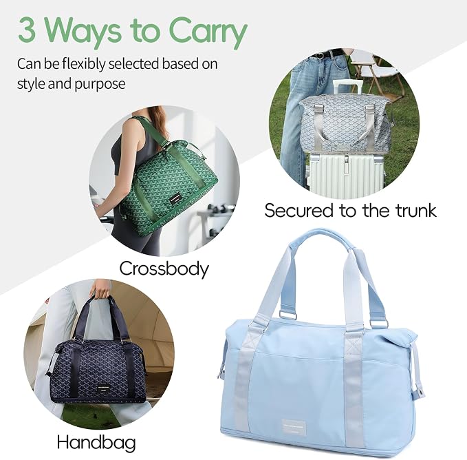 TINYAT Foldable Travel Duffle Bag Expandable Personal Item Travel Bag,32L | Expandable Gym Bag for Women Weekender Carry On Overnight Tote Large Capacity Portable Luggage Bag - Image 7