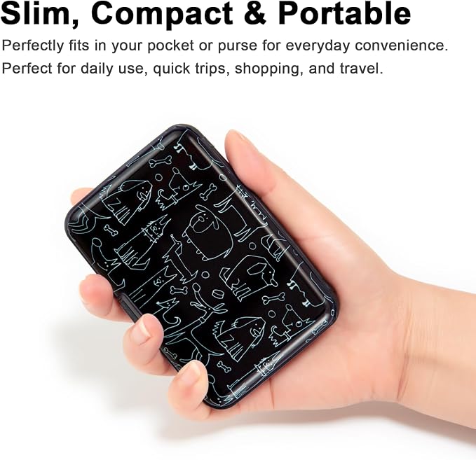 Credit Card Holder Wallet for Women Men RFID Blocking Small Metal Business Aluminum Protector Sleeves Slim Mini Cards Case (Black Funny Dogs Collection) - Image 3