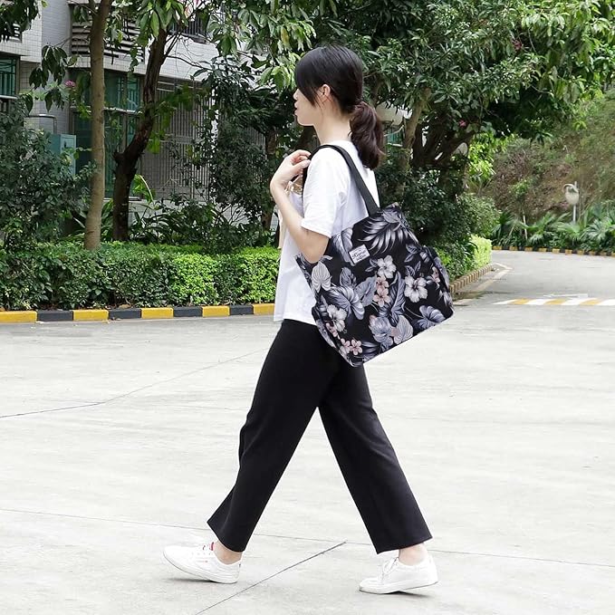 KAMO Floral Tote Bag - Waterproof Lightweight Handbags Travel Shoulder Bag for Hiking Yoga Gym Swimming Travel Beach - Image 2