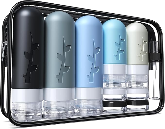 Aeomni 19 pack Travel Bottles for Toiletries, TSA Approved Silicone travel Size Containers for toiletries Set, Refillable & Leakproof Travel Bottles by Aeomni
