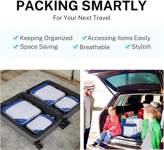 Gonex Compression Packing Cubes for Travel, Mesh Bags Luggage Organizers | Set of 4/5/6/7/10 for Essentials, Extensible, Fits 20"Carry-on Suitcases, See-through Mesh, Double Zipper Compression - Image 6