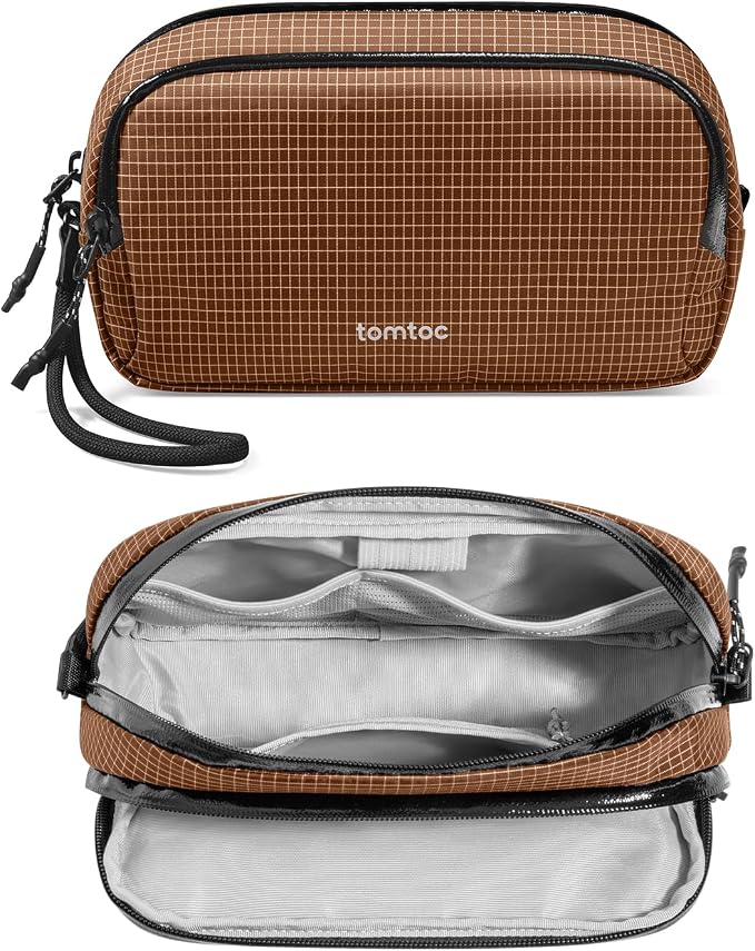 tomtoc Electronic Organizer Travel Case Performance, Dual Compartment Bag | Water Resistant Cable Organization Storage for Charger, Cord, Phone, Hard Drive, Power Bank, Accessories Travel Essentials by tomtoc