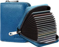 Linno RFID 20 Slots Credit Card Holder Genuine Leather Small Wallet for Women or Men with Zipper by Linno