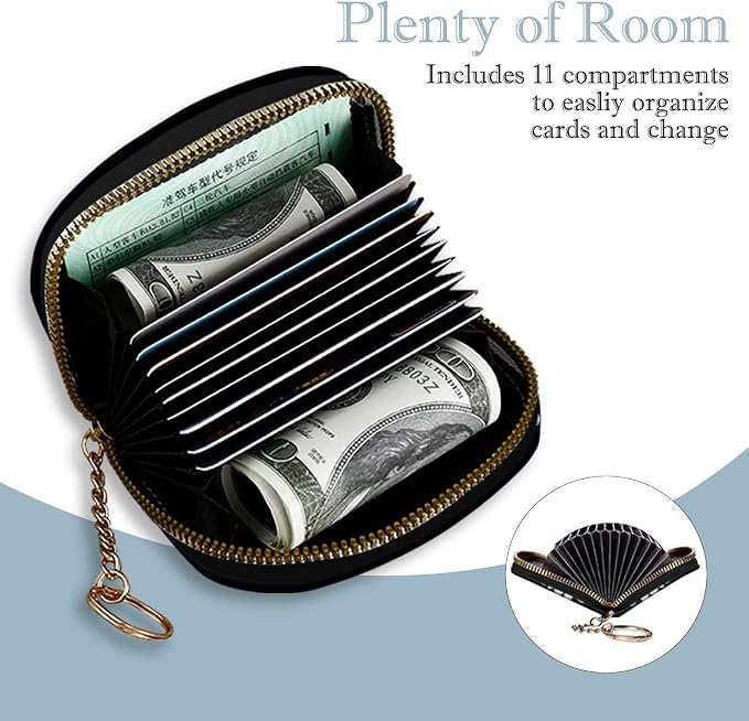 Women's Slim RFID Wallet – Compact Leather Card Holder Wallet for Women, 9 Card Slots RFID Blocking Credit Card Organizer, Small Travel Wallet - Ladybug on Daisy Flower - Image 3