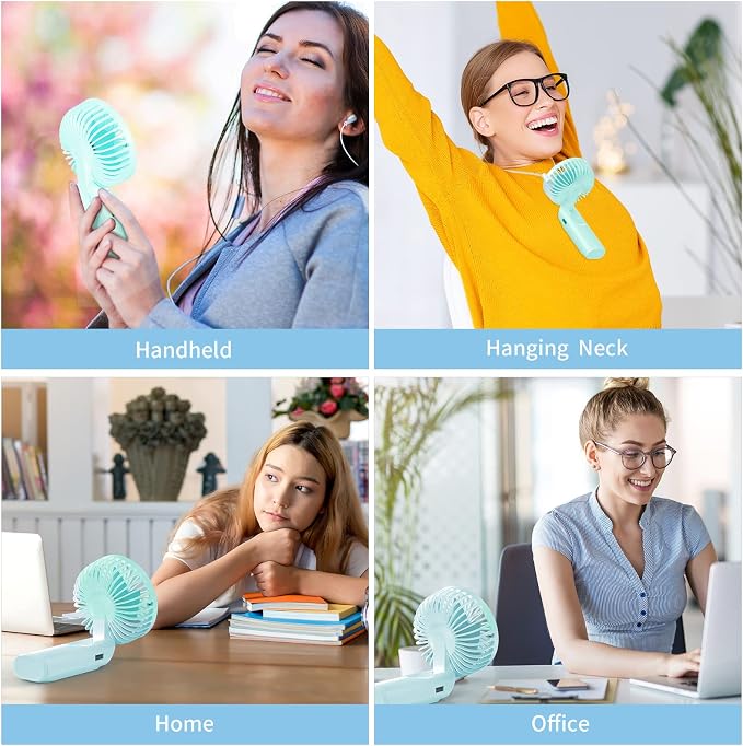 Peiyuu Portable Fan, 4000mAh USB Rechargeable, 180° Foldable Mini Desk Fan with 6 Wind Speed, LCD Digital Display, Lanyard as Neck Fan, Ultra Quiet - Image 7