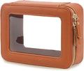 Aveniee Clear Makeup Bag, Travel Toiletry Case for Women, Cosmetic Pouch with Zippers, Car Storage Organizer for Essentials,Brown,Medium Classic by Aveniee