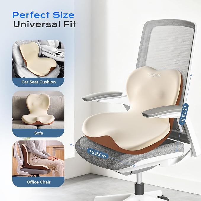Coverado Car Seat Cushion and Lumbar Support Pillow One Piece, Memory Foam Ergonomic Back Support Driving Seat Cushion for Back Pain, Non-Slip Washable Cushion for Car, Driver, Office - Image 8
