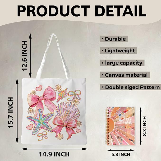 Summer Coastal Beach Canvas Tote Bag - Image 6
