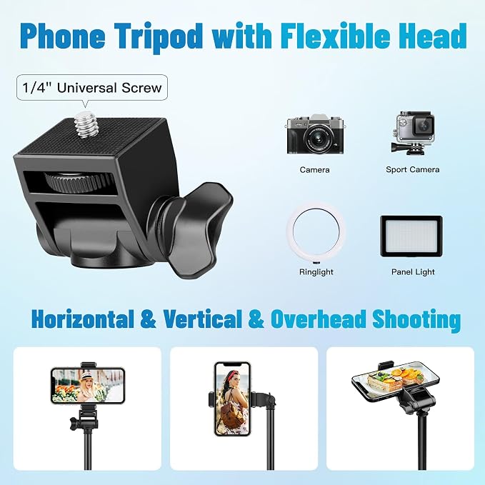 Victiv Phone Tripod, 70" Tripod for iPhone with Remote and Phone Holder | Compatible with Cellphone Camera Gopro, Standing Tripod Stand Perfect for Selfies, Video Recording, Vlogging, Live Streaming - Image 3
