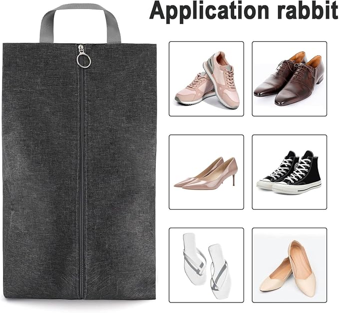 Shoe Bags for Travel - Set of 3 Pack Large Capacity Oxford Fabric Shoe Bags, Waterproof Thickened Portable Shoe Organizer bag with Sturdy Zipper(3Pack Grey) - Image 4